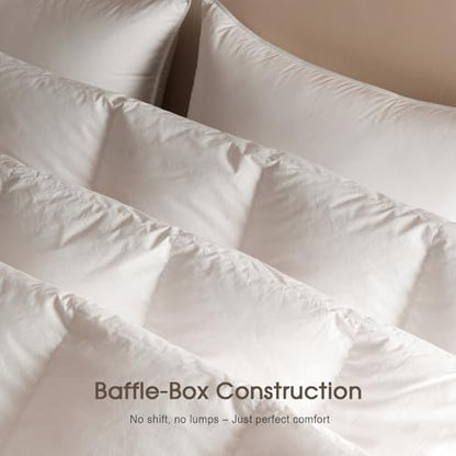 Feather Down Duvet Insert Oversized Queen, 100% Organic Cotton White