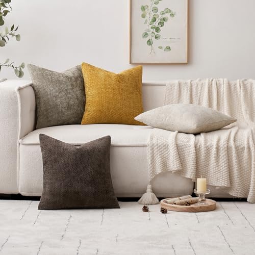 MIULEE Decorative Couch Throw Pillow Covers 16x16 in Mustard Yellow 2 Pack