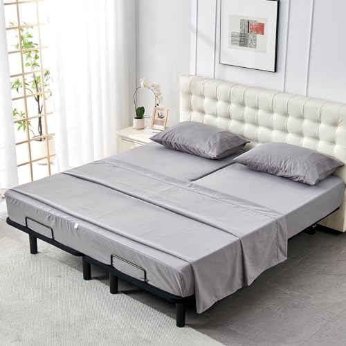 Kingnex 28-30 Split Top King Sheets Sets for Adjustable Bed Grey
