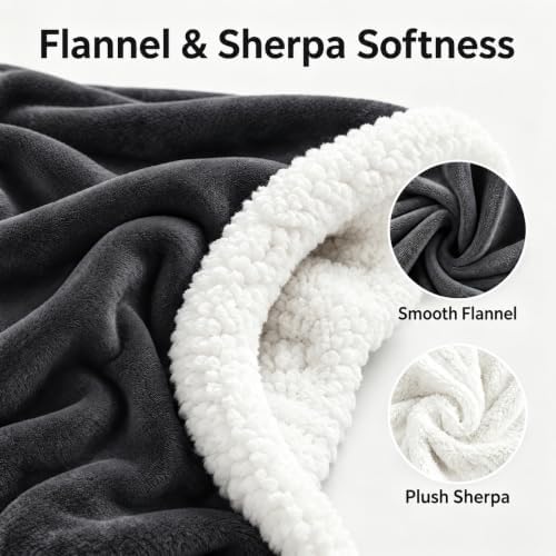 Electric Heated Blanket Full Size 72" x 84", Soft Flannel Heating Blanket for Bed, Sofa, Bedroom, 10 Heat Settings, 1-12H Auto Shut Off, Overheat Protection, Machine Washable, Charcoal Gray
