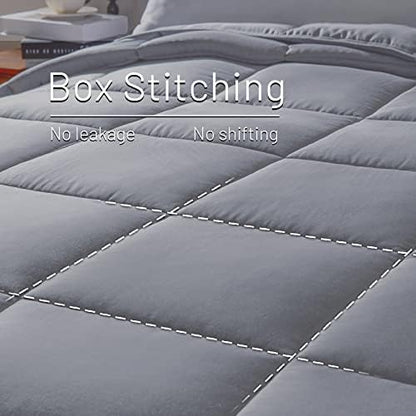 NEXHOME PRO Organic Natural Viscose from Bamboo Cooling Comforter,Light Grey 106" x 90" King Lightweight Down Alternative Cool Duvet Insert,Summer Bedding Blanket Cool for Hot Sleepers,8 Corner Tabs