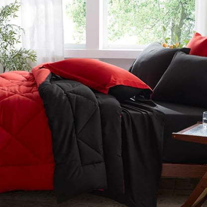Anluoer Queen Comforter Set 7 Piece, Soft Bed in a Bag Queen Bedding Sets