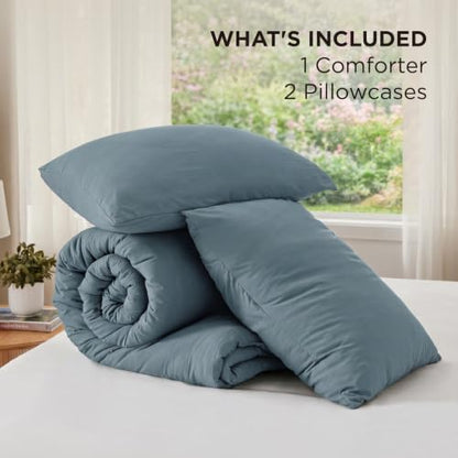 Bedsure California King Comforter Prewashed Soft 3Pcs Slate Blue 104"x96"