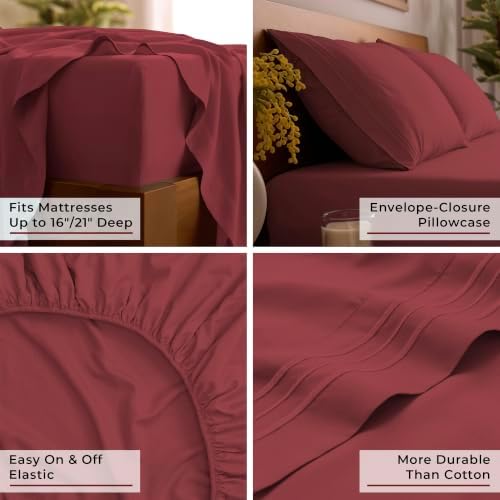 Mellanni Iconic 4-Piece, Ultra Soft Sheet Set (Full, Brick Red)