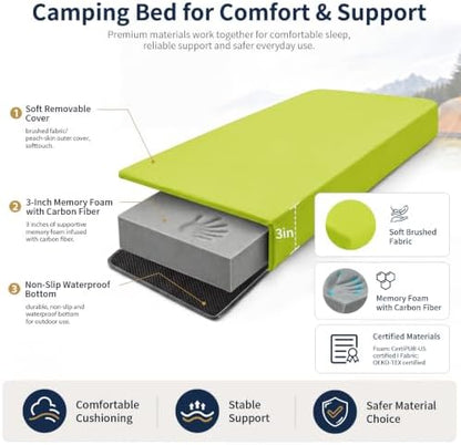 CYMULA Memory Foam Camping Mattress Pad,Sleeping Pad for Camping,Non-Slip Bottom Floor Car Mattress Bed with Retaining Portable Roll up Mattress Pad Mat for Travel Truck Guest Bed Tent