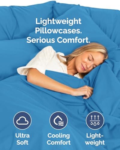 King Standard Pillow Cases Set of 10 - Soft Pillowcase Covers - Denim Blue