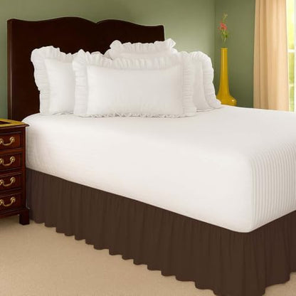 Mattress-Homes Ruffled Bed Skirt Split Corners with Platform, Tailored Fit Wrinkle Free Ultra-Soft Microfiber Dust Ruffle, Twin 21" Drop, Chocolate
