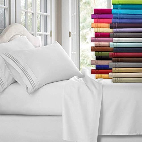 Clara Clark Bed Sheets, Premier 1800 Series 4 Piece Bed Sheet Set, Deep Pocket, Wrinkle, Fade, Stain Resistant, Luxury Soft Bedding Sheets & Pillowcases, Twin-XL, Silver Gray