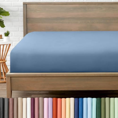Bare Home Fitted Sheet - 1800 Ultra-Soft (Queen Short, Coronet Blue)