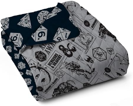 Northwest Dungeons & Dragons Adventure Awaits Twin Quilted Blanket, Comfy Throw, Adults Boys Girls, Soft Lightweight Bedding for Bed, or Couch, 60 x 80 inches
