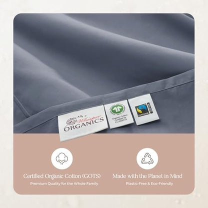 Whisper Organics 100% Organic Cotton Bed Sheets with Deep Pocket 3 Pc. Set