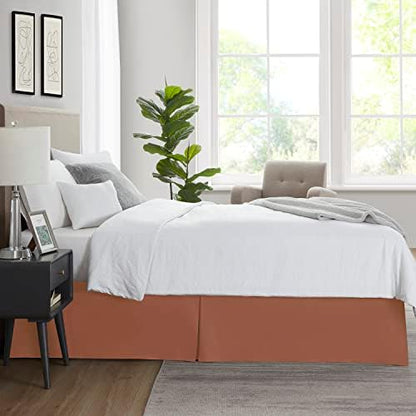Nestl Rust Full XL Bed Skirt - Full XL Size Bed Skirt 14 Inch Drop - Brushed Microfiber Bed Skirts - Hotel Quality Pleated Bed Skirt - Shrinkage & Fade Resistant