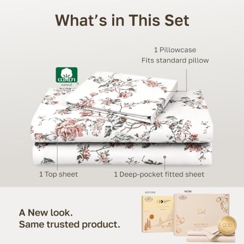 California Design Den Soft 100% Cotton Sateen Twin XL Sheets Set, 3 Pcs
