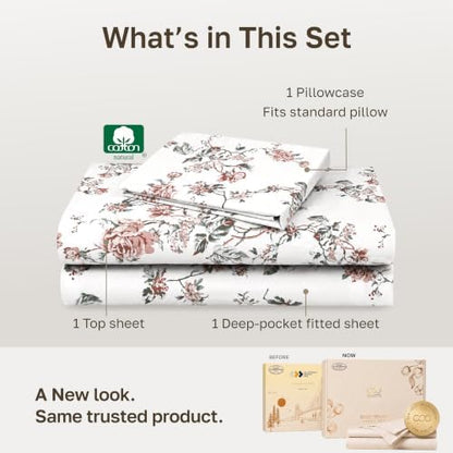 California Design Den Soft 100% Cotton Sateen Twin XL Sheets Set, 3 Pcs