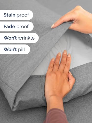 Extra Deep Cal King Sheet Set - 4 Piece Cooling Bed Sheets - Heathered Grey