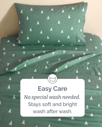 Christmas Sheet Set, Sage Pine Trees, Holiday Xmas Bedding Set - Twin XL