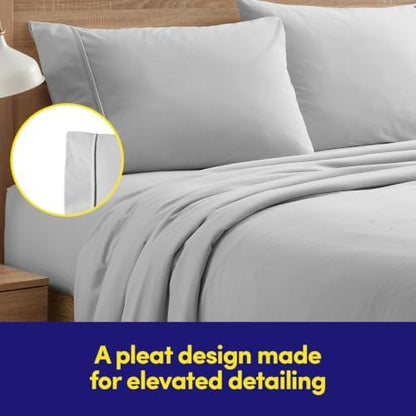 Sweet Home Collection Flannel Sheet Set, Silver Full, Deep Pocket Soft Brushed Microfiber All-Season Bedding with Fitted Sheet, Flat Sheet & Pillowcase(s)