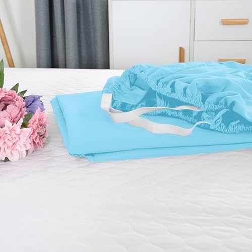 Elegant Comfort 1500 Premium Hotel Quality 18-21 Inches Deep - Extra Deep Pocket Single Fitted Sheet for High Mattress, Luxury and Softest, Smart Pocket - Wrinkle Free, Queen, Aqua Blue
