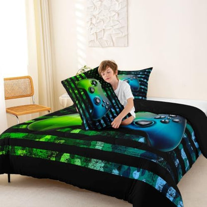 Gaming Comforter Set Full Size For Boys Kids Game Room Decor United States Bedding Set Video Game Gamer Down Comforter Camouflage Stripes Teens Bedroom Decor Gamepad Bedding Set With 2 Pillow Cases