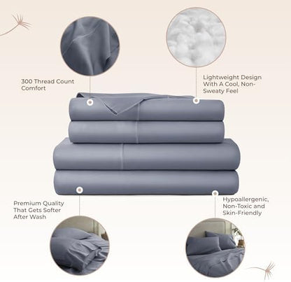 Whisper Organics 100% Organic Cotton Bed Sheets with Deep Pocket 3 Pc. Set