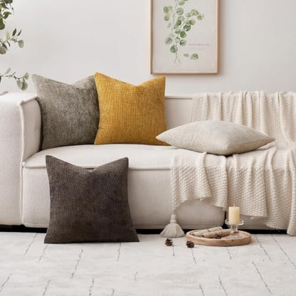 MIULEE Decorative Gold Euro Sham Throw Pillow Covers 26x26 Inch 2 Pack