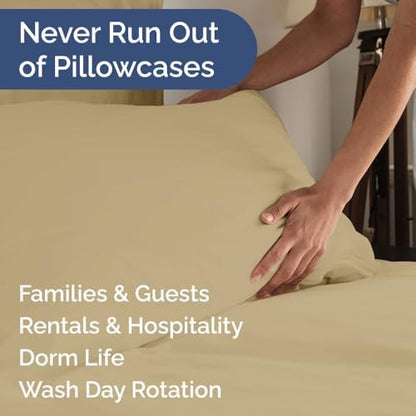 Queen Pillow Cases Set of 6 - Ultra Soft Cozy Pillowcase Covers - Beige