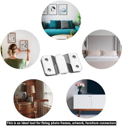Flush Mount Bracket, Headboard Wall Mounting Brackets-56 x 30mm Interlocking Hanging Bracket, Mounting Hardware for Picture Hanging and Sectional Couch Connectors (8 Pairs)
