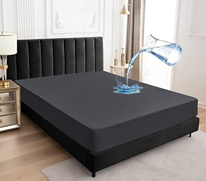 Sufdari Cal King Mattress Protector,Waterproof Mattress Protector,Fitted Sheet Style Mattress Cover with 18" Deep Pocket,Washable and Comfortable-Deep Gray,California King