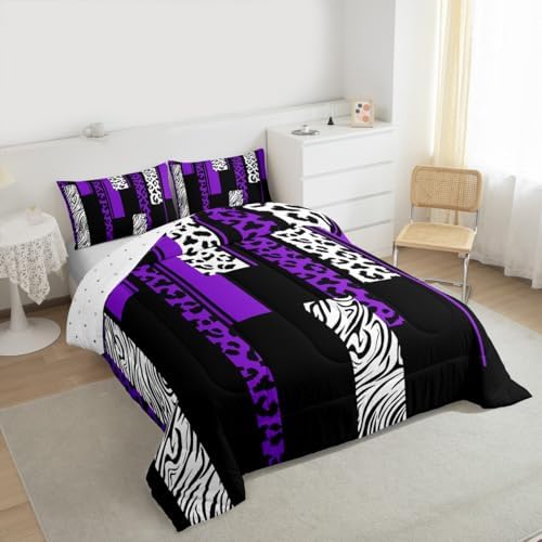 Feelyou Animal Print Leopard Zebra Comforter Set Queen Size Kids Boys