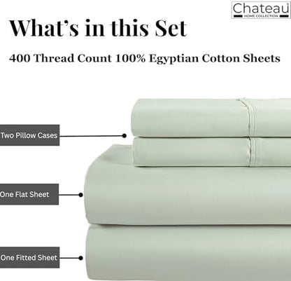 California King Sheet Sets, 400 Thread Count Cotton Bed Sheets - Mineral