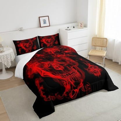 Feelyou Skull Comforter Decor 3D Bedding Set King Size for Adults Teens