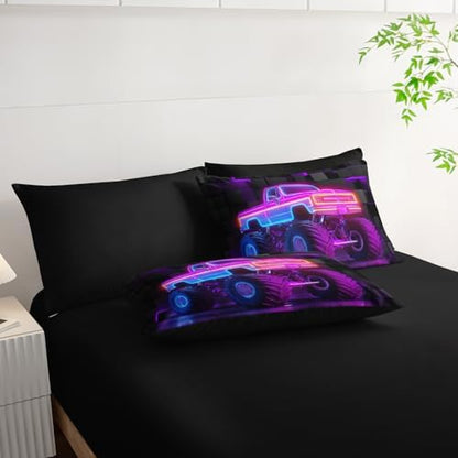 HOSIMA 7Pcs Truck King Comforter Set Cool Extreme Sports Bedding for Boys.