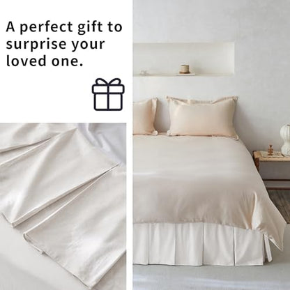 BISELINA French Linen Pleated Bed Skirt, 18" Tailored Draped Natural Linen-Cotton Blend Basic Dust Border Soft Comfort Farmhouse Bedding (18" King, White)