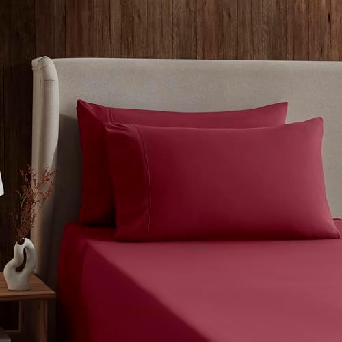 Nestl Full Sheet Set - Bed Sheets - Burgundy Red - 4-Piece Deep Pocket