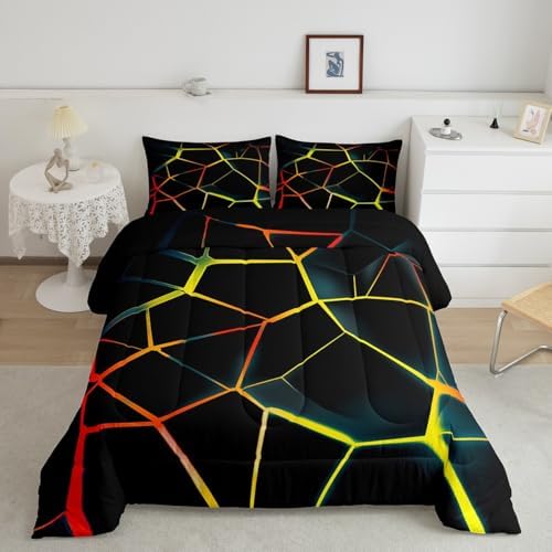 Feelyou Honeycomb Comforter Set Yellow Stereoscopic Honeycomb Comforter for Kids Boys Girls y2k Hexagonal Bedding Set Beehive Hexagon Duvet Set Simplistic Room Decor Quilt Twin Size Boys
