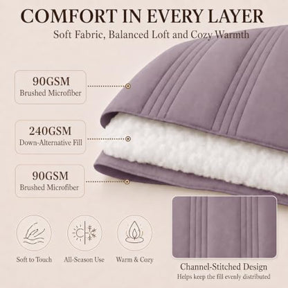 CozyLux Queen Comforter Set Dusty Purple - 7 Pieces Bed in a Bag