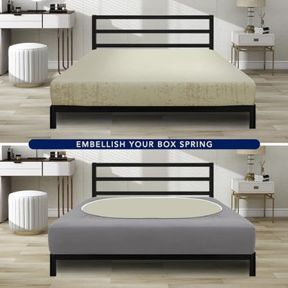 PureFit Stretchy Box Spring Cover King - Elastic Fitted Box Spring Wrap Around 4 Sides, Wrinkle & Fading Resistant Fits King and C-King Size Beds, Light Gray