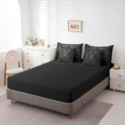 Erosebridal 3D Model Bear Bed in A Bag with Sheets Twin Black Bear Wild Animal 7 Piece Comforter Set Futuristic Technology Bedding Set,Mechanical Science Bedding Comforter Sets for Boys Teens Youth