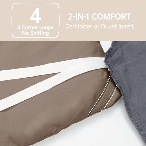 MUXHOMO California King Comforter Set, All Season Ultra Soft Down Alternative Bedding - 3 Piece Lightweight Bed Set Includes 1 Comforter (104"x96") and 2 Pillow Shams (20"x36"), Brown