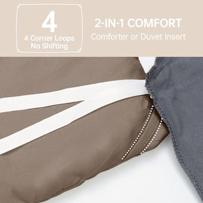 MUXHOMO California King Comforter Set, All Season Ultra Soft Down Alternative Bedding - 3 Piece Lightweight Bed Set Includes 1 Comforter (104"x96") and 2 Pillow Shams (20"x36"), Brown