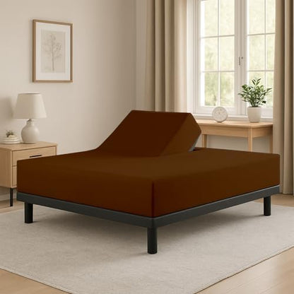 1 PC Top Split Queen Fitted Sheet for Adjustable beds, 34" Split, Chocolate