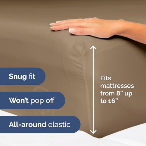King Size 4 Piece Sheet Set - Ultra Soft & Cooling Sheets - Neutral Brown