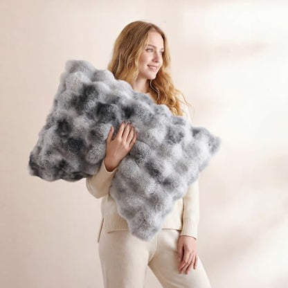 YIKUSH Twin Faux Fur Soft Comforter Set, Fluffy Rabbit FurBedding Set