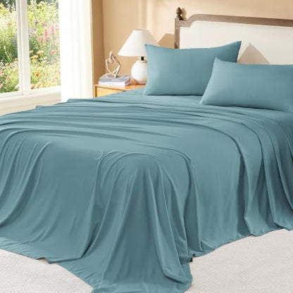Litanika Super King Comforter Set with Sheets, 7 Pieces Boho Bed Set