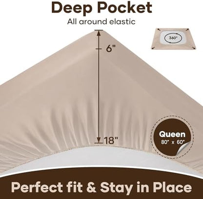 OhGeni Waterproof Mattress Protector, Queen Size Mattress Pad Fitted with Deep Pocket 6"-18", Breathable Noiseless & Soft, Washable Dirt-Proof Mattress Cover for Home, Hotel, Brown, Daybed Cover
