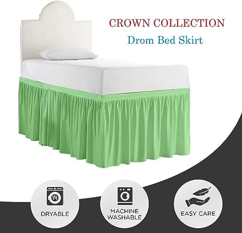 Twin XL 36" Inch Drop Long Dorm Bed Skirt, Ruffled Pattern College Dorm Room Bed Skirts, Split Corner, Easy Care, No Wrinkle Microfiber Bed Skirt