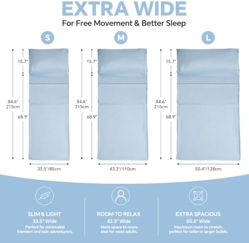 Sleeping Bag Liner,Extra Wide Travel Sheets for Hotel,3 Size
