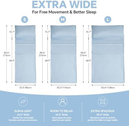 Sleeping Bag Liner,Extra Wide Travel Sheets for Hotel,3 Size