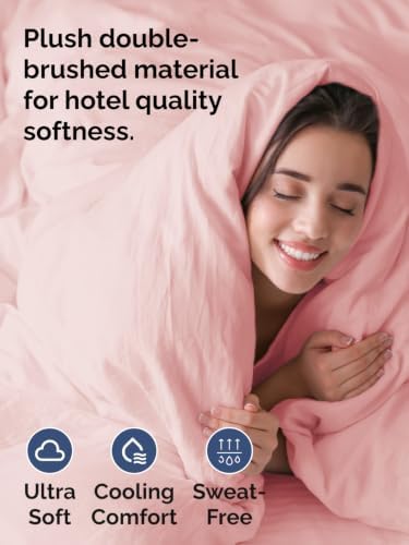 Duvet Cover Cal King Size - 3 Piece with Zipper Closure - Baby Pink