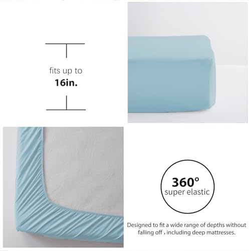 Twin Comforter Set 5 Piece, Light Blue Bed in a Bag Twin Size Bedding Sets